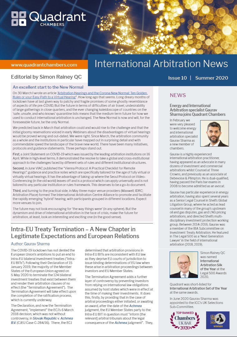 Quadrant Chambers International Arbitration News Summer 2020