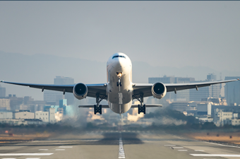 Plane taking off from runway