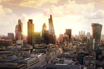 London skyline at sunset